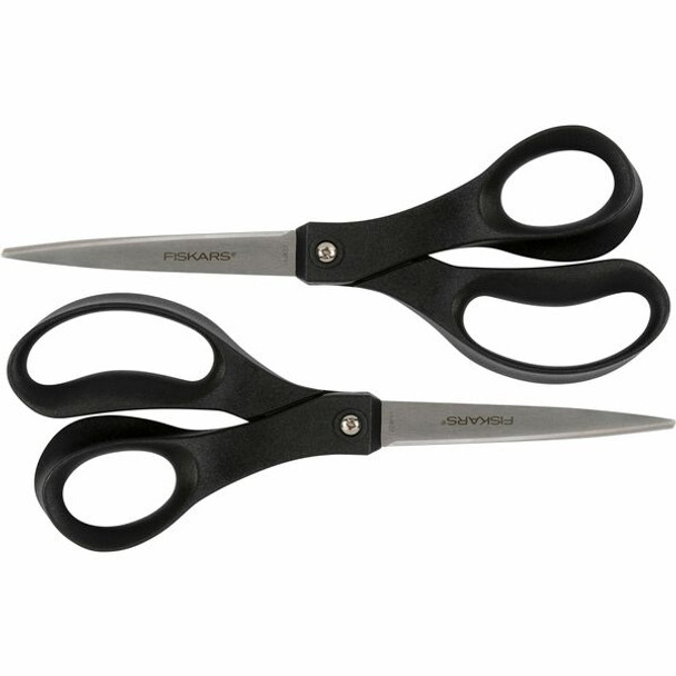 Fiskars Recycled All-purpose Scissors - Stainless Steel - Straight Tip - Black - 2 / Pack
