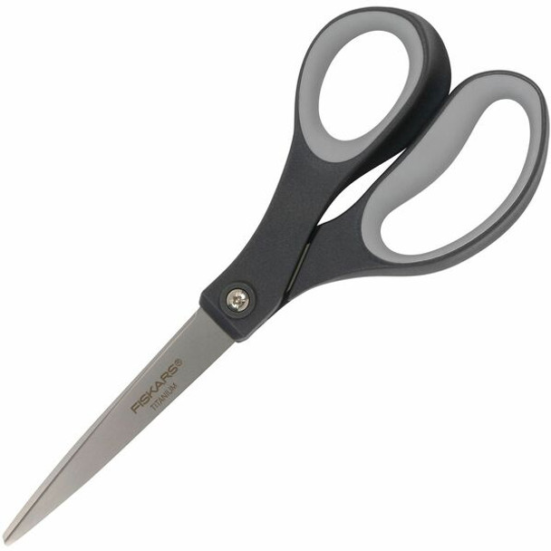 Fiskars Titanium Soft Grip Scissors - Titanium Nitride - Gray - 2 / Pack