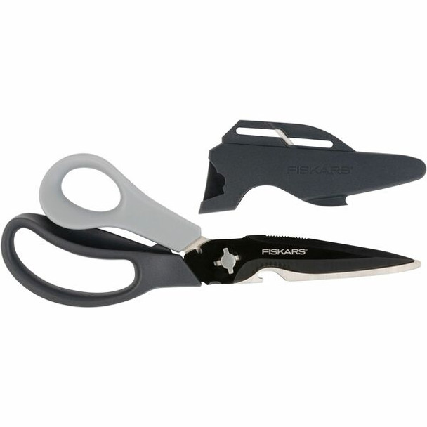 Fiskars Multipurpose Utility Cutter - 9" Overall Length - Titanium Coated - Pointed Tip - Black - 1 Each