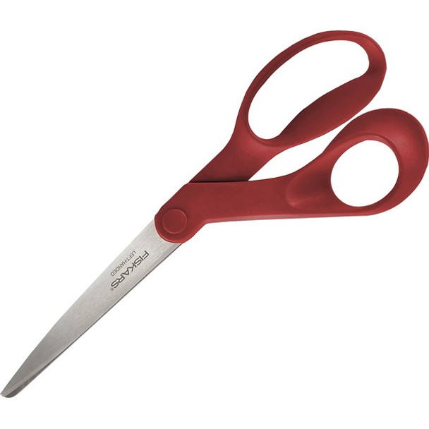 Fiskars Left-hand 8" Bent Scissors - 3.30" Cutting Length - 8" Overall Length - Left - Stainless Steel - Bent Tip - Orange - 1 Each