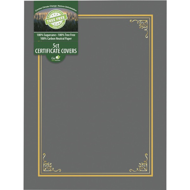 Geographics Letter Certificate Holder - 8 1/2" x 11" - Gray - 5 / Pack