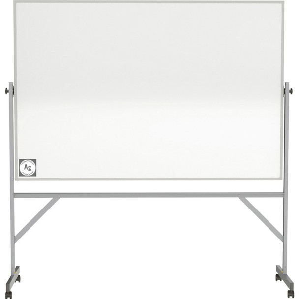 Ghent Hygienic Porcelain Mobile Whiteboard with Aluminum Frame - 72" (6 ft) Width x 48" (4 ft) Height - White Porcelain Surface - Aluminum Frame - Eraser Included - 1 Each