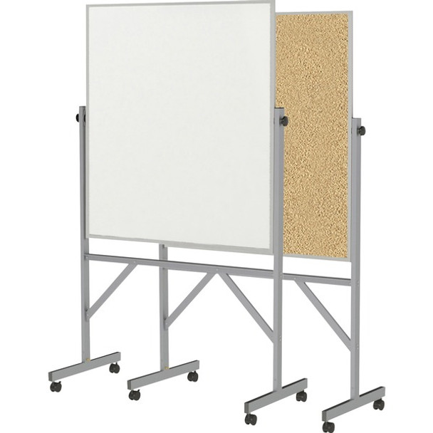 Ghent Reversible Cork Bulletin Board/Non-Magnetic Whiteboard with Aluminum Frame - 36" (3 ft) Width x 48" (4 ft) Height - Natural White Surface - Aluminum Frame - Eraser Included