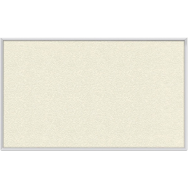 Ghent Vinyl Bulletin Board with Aluminum Frame - 48" Height x 12 ft Width - Ivory Vinyl Surface - Durable, Laminated, Textured Surface, Washable, Customizable - Satin Anodized Aluminum Frame - 1 Each