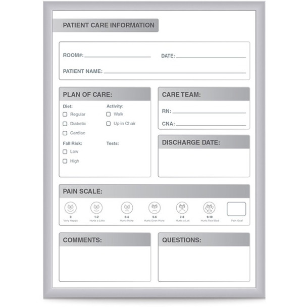 Ghent Healthcare Whiteboard - 24" (2 ft) Width x 18" (1.5 ft) Height - White Steel Surface - Satin Aluminum Frame - Rectangle - Vertical - Magnetic - Stain Resistant, Ghost Resistant, Fade Resistant, Accessory Tray - 1 Each - TAA Compliant