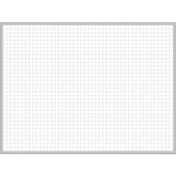 Ghent Grid Whiteboard - 36" (3 ft) Width x 24" (2 ft) Height - White Steel Surface - Satin Aluminum Frame - Rectangle - Horizontal - Magnetic - Grid Pattern, Stain Resistant, Ghost Resistant, Fade Resistant, Accessory Tray - 1 Each - TAA Compliant