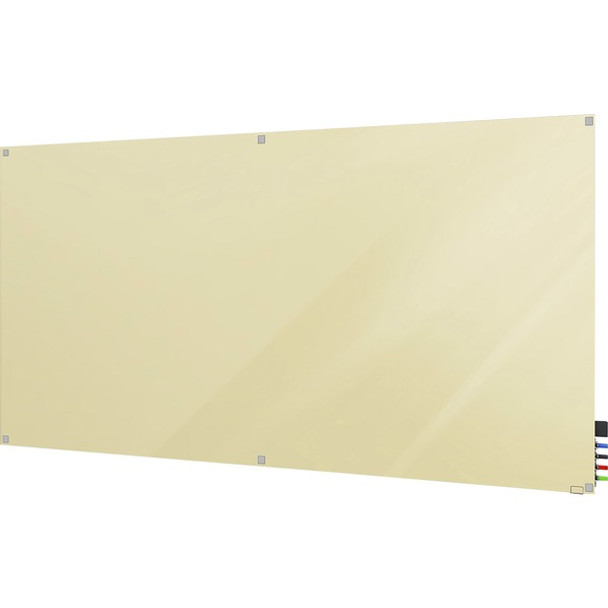 Ghent Harmony Dry Erase Board - 96" (8 ft) Width x 48" (4 ft) Height - Tempered Glass Surface - Beige Back - Square - Magnetic - 1 Each