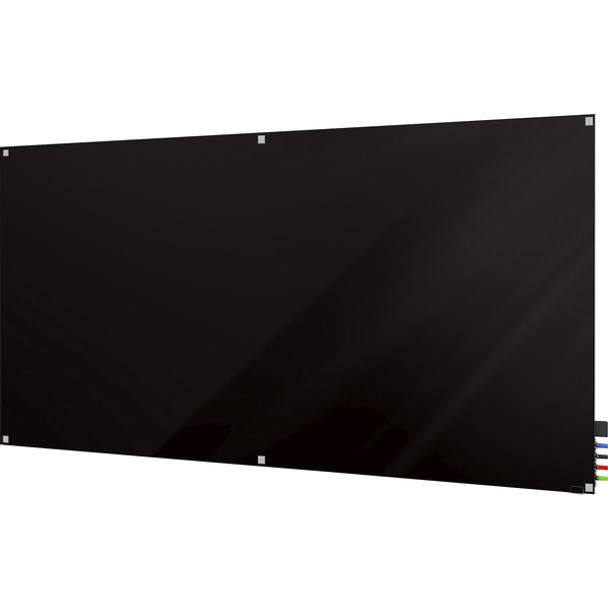 Ghent Harmony Dry Erase Board - 96" (8 ft) Width x 48" (4 ft) Height - Tempered Glass Surface - Black Back - Square - Magnetic - 1 Each