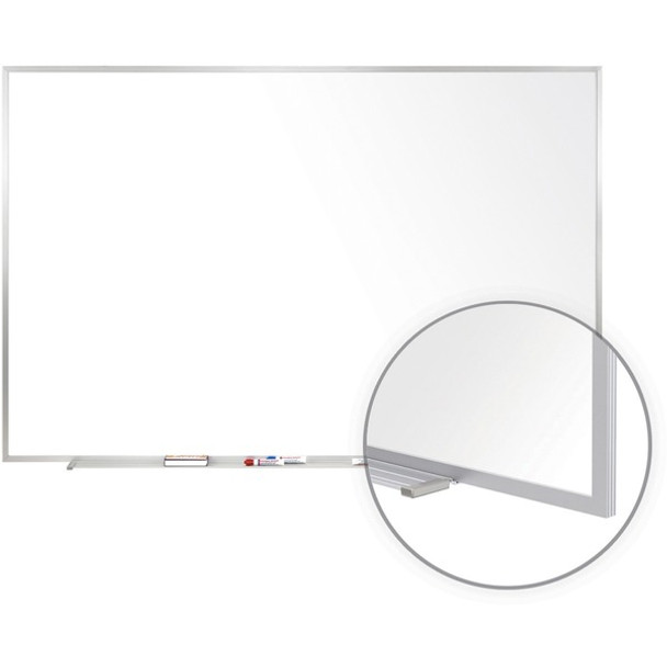 Ghent 36.43" x 48.47" Aluminum Frame Magnetic Whiteboard with 1 Marker - 48.5" (4 ft) Width x 36.4" (3 ft) Height - White Porcelain Surface - Aluminum Frame - Magnetic - Stain Resistant, Scratch Resistant, Dent Resistant, Marker Tray - 1 Each