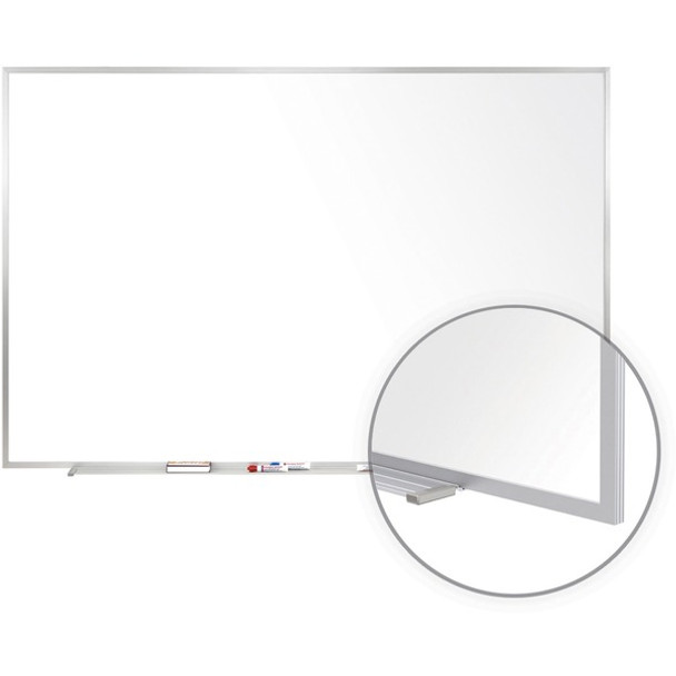 Ghent M1-46-4 Porcelain Magnetic Whiteboard with Aluminum Frame - 72" (6 ft) Width x 48" (4 ft) Height - Porcelain Enameled Steel Surface - Aluminum Frame - Magnetic - Stain Resistant, Dent Resistant, Scratch Resistant - 1 Each