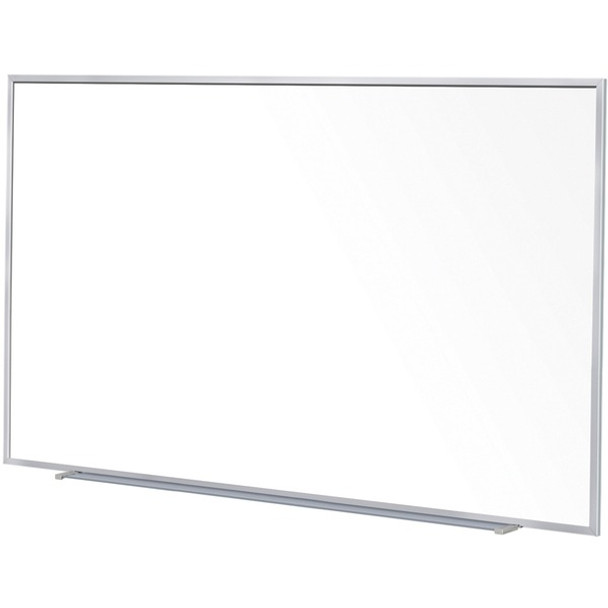 Ghent 5'H Projection Porcelain Whiteboard - 96" (8 ft) Width x 60" (5 ft) Height - White Porcelain Surface - Gray Satin Aluminum Frame - Magnetic - Eraser Included - 1 Each