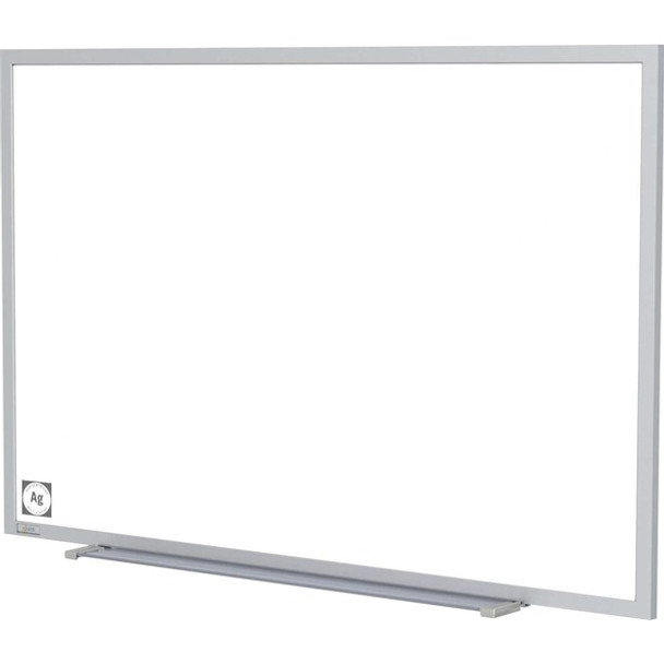 Ghent Hygienic Porcelain Whiteboard with Aluminum Frame - 48" (4 ft) Width x 36" (3 ft) Height - White Porcelain Steel Surface - White Anodized Aluminum Frame - Magnetic - 1 Each