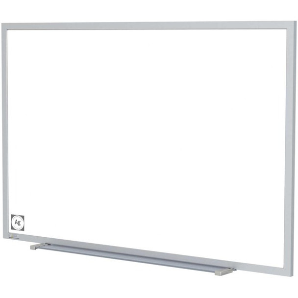 Ghent Hygienic Porcelain Whiteboard with Aluminum Frame - 48" (4 ft) Width x 48" (4 ft) Height - White Porcelain Steel Surface - White Anodized Aluminum Frame - Magnetic - 1 Each