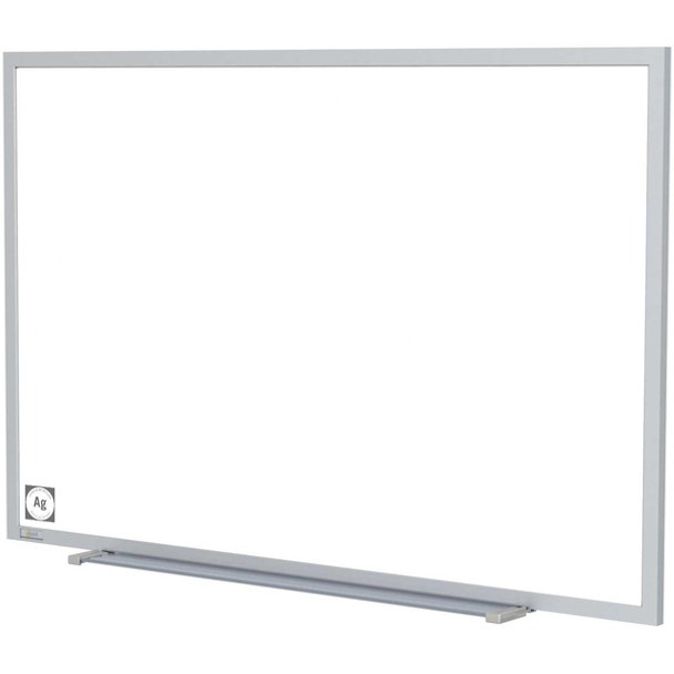 Ghent Hygienic Porcelain Whiteboard with Aluminum Frame - 60" (5 ft) Width x 48" (4 ft) Height - White Porcelain Steel Surface - White Anodized Aluminum Frame - Magnetic - 1 Each