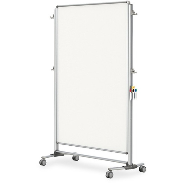 Ghent Partition - 46.5" (3.9 ft) Width x 65" (5.4 ft) Height - White Porcelain Surface - Aluminum Frame - Rectangle - Floor Standing - Magnetic - Assembly Required - 1 Each