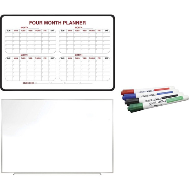 Ghent Dry Erase/Bulletin Board Kit - White, Assorted - 1 Each