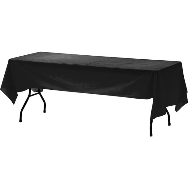 Genuine Joe Plastic Table Covers - 108" Length x 54" Width - Plastic - Black - 24 / Carton