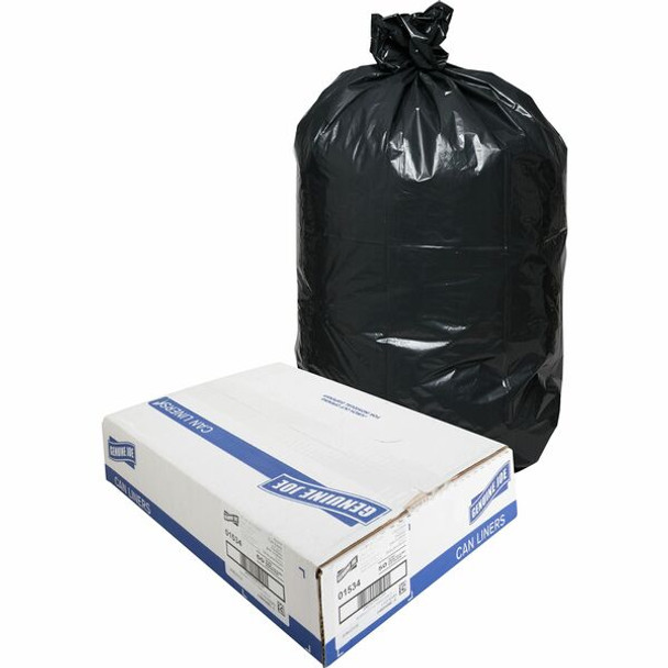 Genuine Joe Heavy-Duty Trash Can Liners - Large Size - 45 gal Capacity - 39" Width x 46" Length - 1.50 mil (38 Micron) Thickness - Low Density - Black - 50/Carton