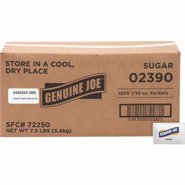 Genuine Joe Sugar Packets - Packet - 0.099 oz (2.8 g) - 1200/Box