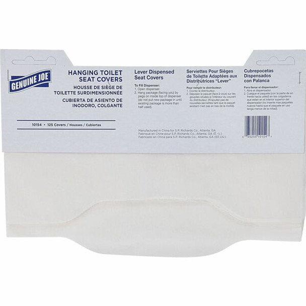 Genuine Joe Quarter-Fold Toilet Seat Covers - Quarter-fold - For Toilet - 125 / Pack - 24 / Carton - Virgin Paper - White