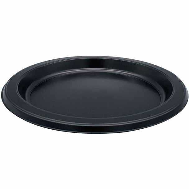 Genuine Joe Disposable Plastic Plate - Picnic, Party, Breakroom - Disposable - Black - Plastic Body - Round - 8 / Carton