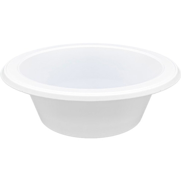 Genuine Joe 12 oz Reusable Plastic Bowls - 125 / Pack - Serving - Disposable - White - Plastic Body - 8 / Carton