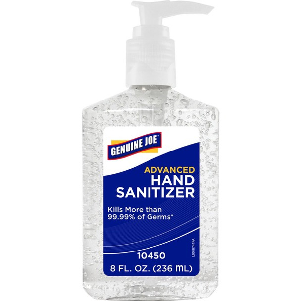 Genuine Joe Hand Sanitizer - Neutral Scent - 8 fl oz (236.6 mL) - Pump Bottle Dispenser - Kill Germs - Hand - Moisturizing - Clear - Bio-based - 1 Each