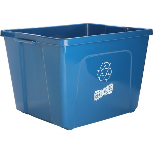 Genuine Joe 14-Gallon Recycling Bin - 14 gal Capacity - Rectangular - Durable, Lightweight - 14.5" Height x 19.5" Width x 15.4" Depth - Plastic - Blue - 1 Each