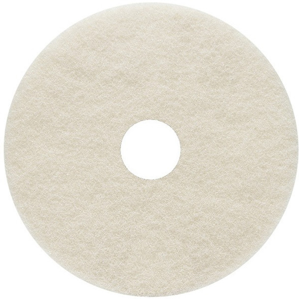 Genuine Joe Burnish Floor Pad - 5/Carton - Round x 17" Diameter - Burnishing - 1200 rpm to 3000 rpm Speed Supported - Fiber - Beige