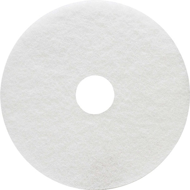 Genuine Joe Floor Cleaner Pad - 5/Carton - Round x 16" Diameter - Scrubbing, Cleaning - 350 rpm to 800 rpm Speed Supported - Resilient, Flexible - White