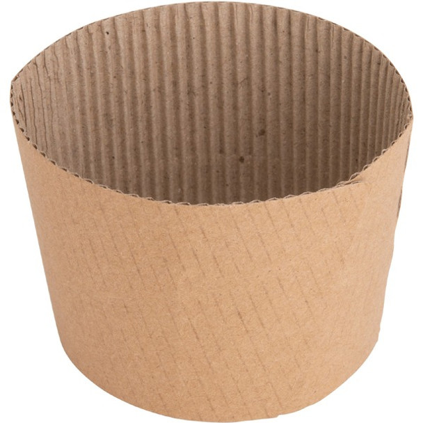 Genuine Joe Protective Corrugated Cup Sleeves - 50 / Pack - Brown