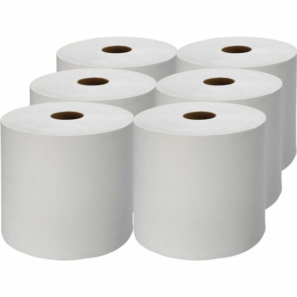 Genuine Joe Hardwound Roll Paper Towels - 7.88" x 1000 ft - 2" Core - White - Absorbent, Embossed, Designed - For Restroom - 6 / Carton
