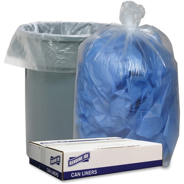 Genuine Joe Clear Low Density Can Liners - 45 gal Capacity - 40" Width x 46" Length - 1.10 mil (28 Micron) Thickness - Low Density - Clear - 100/Carton - Recycled