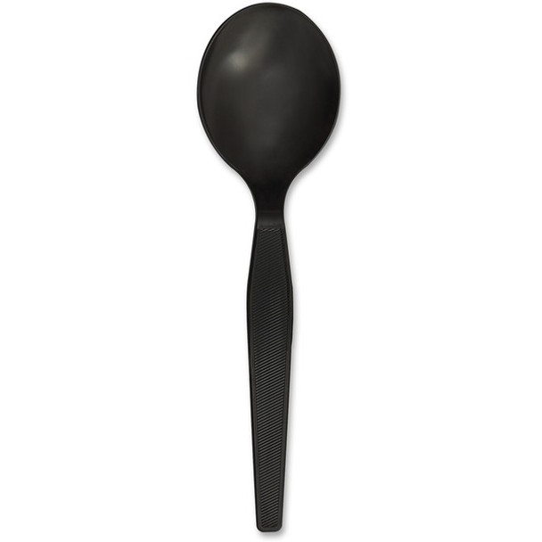 Genuine Joe Heavyweight Disposable Soup Spoons - 1 Piece(s) - 1000/Carton - Soup Spoon - 1 x Soup Spoon - Disposable - Textured - Black