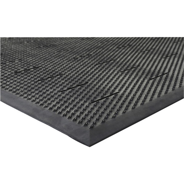 Genuine Joe Free Flow Comfort Anti-fatigue Mat - 48" Length x 36" Width x 0.50" Thickness - Rubber - Black - 1Each