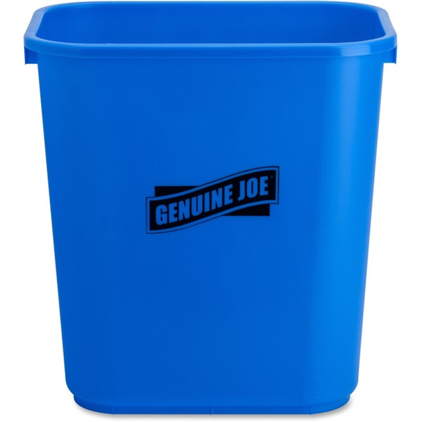 Genuine Joe 28-1/2 Quart Recycle Wastebasket - 7.13 gal Capacity - Rectangular - 15" Height x 14.5" Width x 10.5" Depth - Blue, White - 1 Each