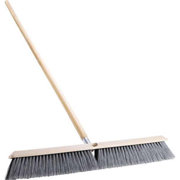 Genuine Joe Heavy-duty Floor Sweep with Handle - 24" Polypropylene Bristle - 60" Handle Length - 1.25" Handle Diameter - Hardwood Handle - 1 Each