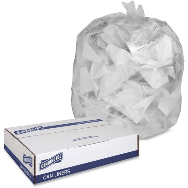 Genuine Joe Economy High-Density Can Liners - Small Size - 16 gal Capacity - 24" Width x 32" Length - 0.24 mil (6 Micron) Thickness - High Density - Translucent - Resin - 1000/Carton