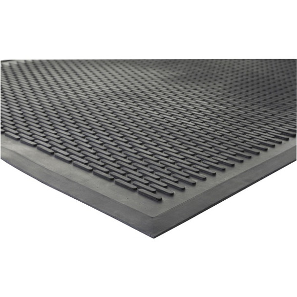 Genuine Joe Clean Step Scraper Floor Mats - Outside Entrance, Outdoor - 60" Length x 36" Width - Rubber - Black - 1Each