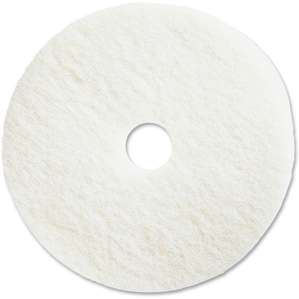 Genuine Joe Polishing Floor Pad - 16" Diameter - 5/Carton x 16" Diameter x 1" Thickness - Floor, Polishing - 175 rpm to 350 rpm Speed Supported - Resilient, Flexible, Non-abrasive, Dirt Remover, Soft - Resin, Fiber - White