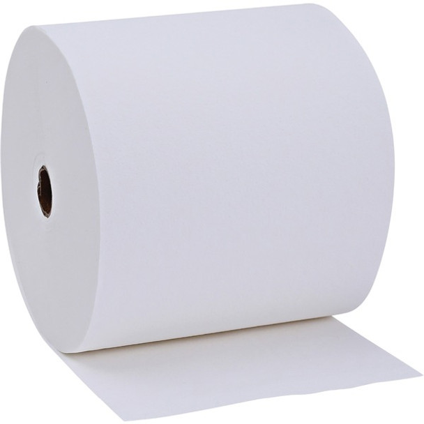 Genuine Joe Solutions 1-ply Hardwound Towels - 1 Ply - 7" x 600 ft - 0.98" Core - White - Virgin Fiber - Embossed, Absorbent, Soft, Chlorine-free, Strong - 6 / Carton