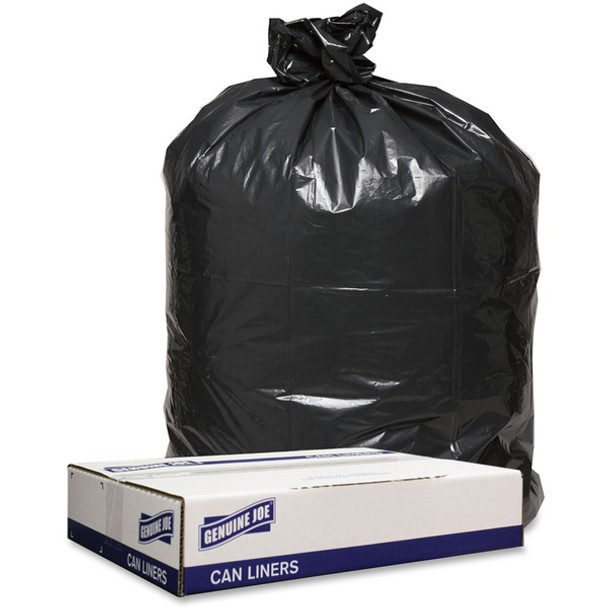 Genuine Joe Low Density Black Can Liners - 43" Width x 47" Length - 1.60 mil (41 Micron) Thickness - Low Density - Black - 100/Carton - Can - Recycled