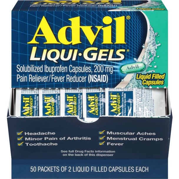 Advil Liqui-Gels - For Pain, Headache, Backache, Menstrual Cramp, Joint Pain, Fever - 1 Each - 2 Per Packet