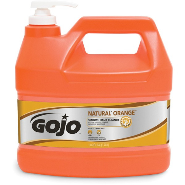 Gojo&reg; Natural Orange Smooth Hand Cleaner - Citrus ScentFor - 1 gal (3.8 L) - Pump Bottle Dispenser - Soil Remover, Dirt Remover, Grease Remover - Hand - Orange - 1 Each