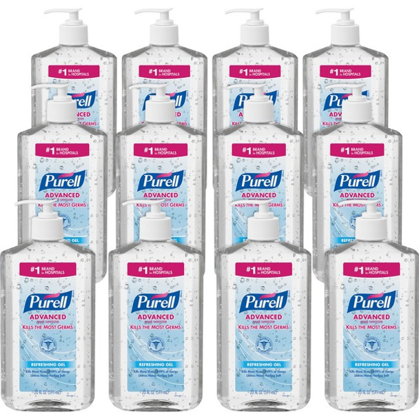 PURELL&reg; Advanced Hand Sanitizer - Clean Scent - 20 fl oz (591.5 mL) - Pump Bottle Dispenser - Hand, Skin - Moisturizing - Clear - Triclosan-free, Paraben-free, Phthalate-free - 12 / Carton