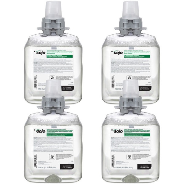 Gojo&reg; FMX-12 Refill Green Certified Foam Hand Soap - 42.3 fl oz (1250 mL) - Hand - Clear - Fragrance-free, Rich Lather, Antibacterial-free, Triclosan-free, Paraben-free, Phthalate-free, Bio-based - 4 / Carton
