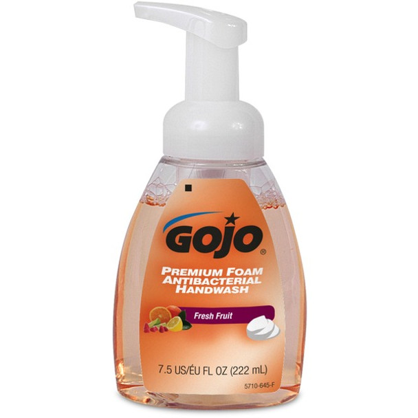 Gojo&reg; Premium Foam Antibacterial Handwash - Fresh Fruit ScentFor - 7.5 fl oz (221.8 mL) - Pump Bottle Dispenser - Kill Germs - Hand - Orange - Rich Lather - 1 Each