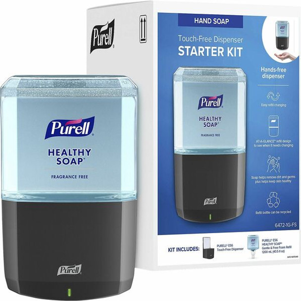 PURELL&reg; ES6 Touch-Free Soap Dispenser Starter Kit - 1.27 quart Capacity - Touch-free, Hygienic, Durable, Long Lasting, Wall Mountable - Graphite