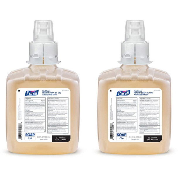 PURELL&reg; CS6 Healthcare HEALTHY SOAP 2% CHG Antimicrobial Foam - 42.3 fl oz (1250 mL) - Kill Germs, Bacteria Remover - Hand, Hospital, Healthcare, Skin - Moisturizing - Non-irritating, Dye-free, Fragrance-free, Hygienic, Rich Lather - 2 / Carton