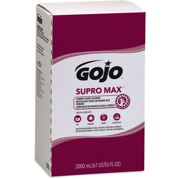 Gojo&reg; Supro Max Hand Cleaner - Cherry ScentFor - 67.6 fl oz (2 L) - Adhesive Remover, Soil Remover - Hand - Tan - 1 Each